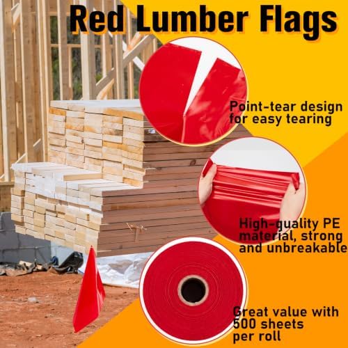 12'' x 12'' Red Lumber Flags Red Safety, 300 Pcs, Non Text