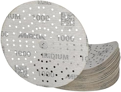 Mirka Iridium 6 Inch 1000 Grit Premium Ceramic Blend Sanding Discs, 50 Pack