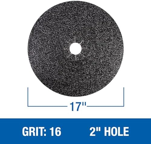 Mercer Industries 427016 Silicon Carbide Floor Sanding Disc, Cloth Back, 17" x 2" Hole, Grit 16X, 20-Pack