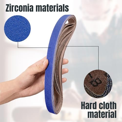 POWERTEC 1x30 Sanding Belts, 24PK, 6 Each of 24/36/60/100 Grits, 1 x 30 Inch Zirconia Sanding Belts for Belt Grinder, Belt and Disc Sander, Knife Sharpening, Woodworking (41300-2Z)