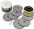Dry Diamond Polishing Pads 10pcs/kit 4" Mixed Grits for Granite Marble Quartz Stone Countertop Sanding Grinder or Polisher Pads