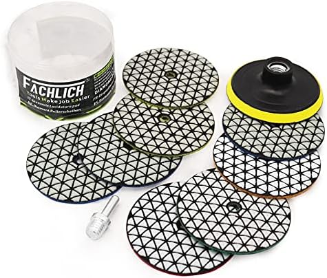 Dry Diamond Polishing Pads 10pcs/kit 4" Mixed Grits for Granite Marble Quartz Stone Countertop Sanding Grinder or Polisher Pads