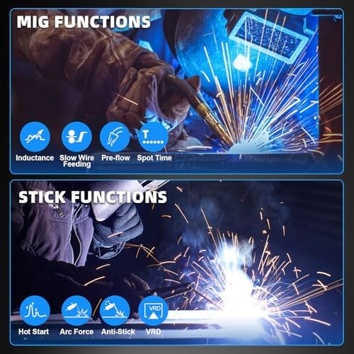 AZZUNO 200A Aluminum MIG Welder, 110V/220V 8-in-1 Welding Machine