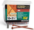 Deck Plus 3-1/2 Inch Epoxy Coated Exterior Wood and Fence Screws #10 x 3-1/2" Torx/Star Drive Included Coarse Thread, Outdoor Rust Resistant Decking Screw, Red, 5lb Box, 275 Pieces | 48436
