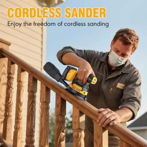 Random Orbital Sander Compatible with Dewalt 20V Battery, 3 Variable Speeds