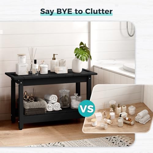 30" Shower Bench, Waterproof HIPS Shower Stool for Shaving Legs