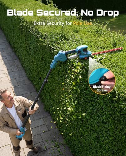 Seesii 20V Cordless Pole Hedge Trimmer & Grass Shears 4-in-1, 9-Ft Reach