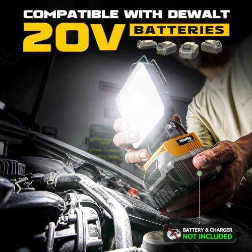 MtiolHig 2Pcs Cordless LED Work Light Compatible with Dewalt 20V Battery, 112W 11200 Lumens Underhood Work Light Tool Gifts for Men, with USB & Type-C Charging Port Emergency for Workshop, Garage