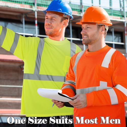 Amylove 4 Pcs Long Sleeve High Visibility Safety Shirts,L,4 Colors