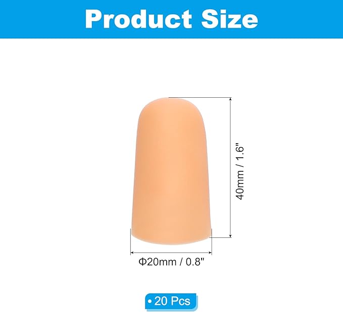 PATIKIL Finger Sleeve Protectors, 20pcs Silicone Finger Cots Cover Cap Thumb Guard Gel Finger Protection for Repair, Sports, 1.6"x0.8" Skin Color