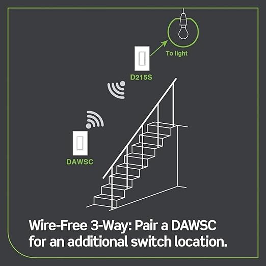 Leviton Decora Smart Switch Anywhere Companion, Add Wire-Free 3-Way/4-Way/5-Way On/Off Control to Decora Smart Wi-Fi Switches, DAWSC-1RW, White