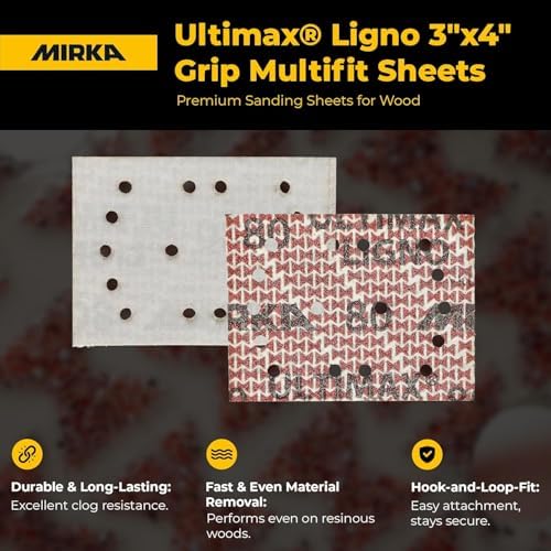 Mirka Abrasive Sheets Ultimax Ligno 3x4 Inch P100 Hook and Loop