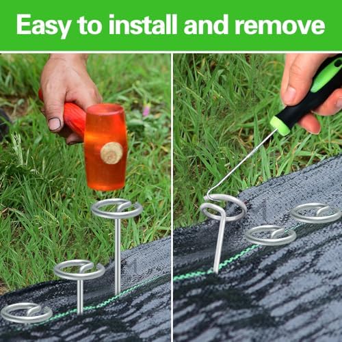 Bakulyor 200Pcs Circle Top Landscape Staples, 6 Inch Garden Stake 9 Gauge Galvanized Landscape Fabric Stakes, Heavy Duty Yard Ground Pins for Outdoor Gardening Weed Barrier Sod Fabric - Silver 6"