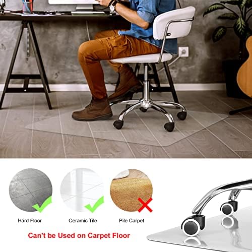 Kuyal Clear Chair Mat, Hard Floor Use, 30" x 48" Desk Chair Mat