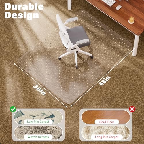 Office Chair Mat for Carpet, 36" x 48" Clear Desk Chair Mat