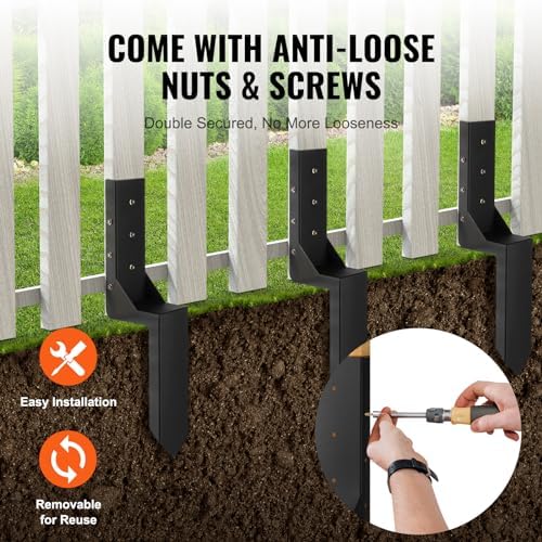 VEVOR Fence Post Anchor Repair Kit, 4 Pack 3.5 x 3.5 Inches Inner Diameter