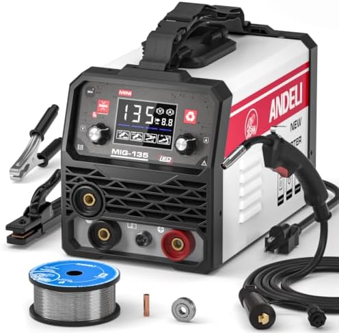 ANDELI 135A Flux Core MIG Welder, 110V Gasless MIG/Lift TIG/Stick 3-in-1