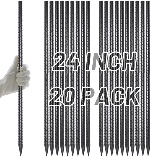 AAGUT Straight Rebar Stakes 24 Inch 1/2 Inch Thickness Concrete Form Stakes