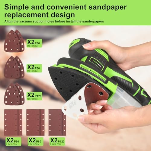 GALAX PRO 2-in-1 Cordled Sheet/Detail Sander 250W, 12 Pcs Sandpapers