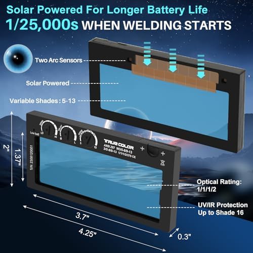 2×4.25 Auto Darkening Welding Lens - Shade 5-13 Adjustability | True Color Welding Lens | Ideal for Pancake & Pipeliner Welding Hoods | Welding Lens 2×4 1/4 (HD)