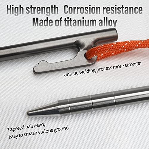TiTo Titanium Tent Pegs Stakes Lightweight Snowfield Grassland Heavy Duty Tent Nails for Outdoor Camping Hiking and Plant Support Garden Stakes 4pcs/6pcs (7×200mm-6pcs)