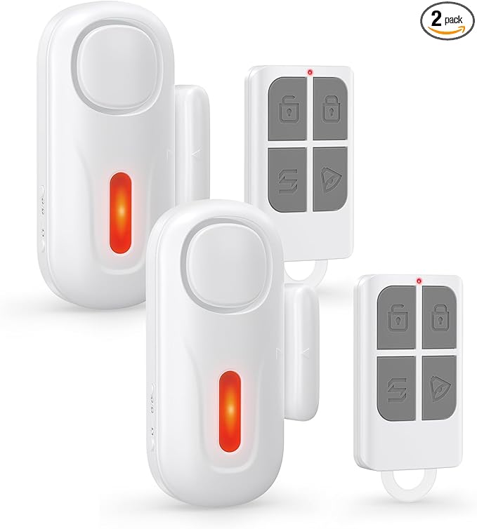 Door Alarms for Kids Safety, 120dB Wireless Window Security Sensor with 600ft Remote Range, Home Intruder Alert System with SOS Button, 2-Level Adjustable Volume for Pool, Dementia, Apartment, 2 Pack