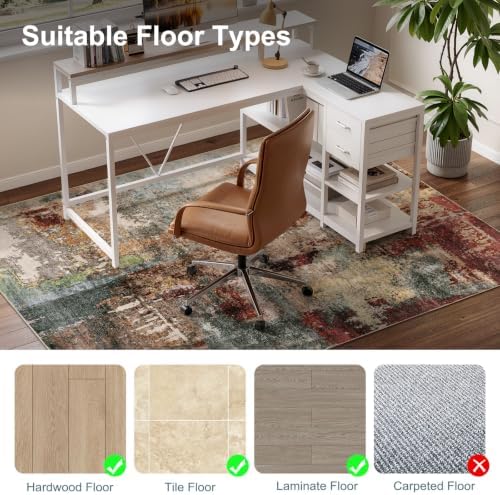 Anidaroel Office Chair Mat for Hardwood Floor, 48"x60" Under Desk Chair Rug for Rolling Chair, Anti-Slip Computer Chair Mat, Low Pile Carpets Floor Rug for Home Office Gaming Room