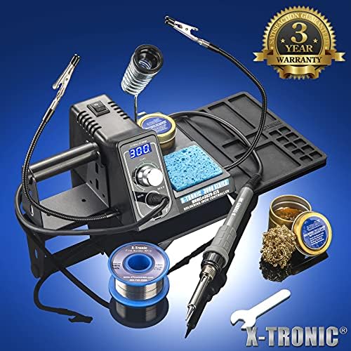 The Original X-Tronic 3020-XTS • 75W Soldering Iron Station • LED • 2 Helping Hands • Roll of Solder • Brass Sponge w/Cleaning Flux • Wet Sponge • °C/°F Conversion Switch • 10 Minute Sleep Feature!