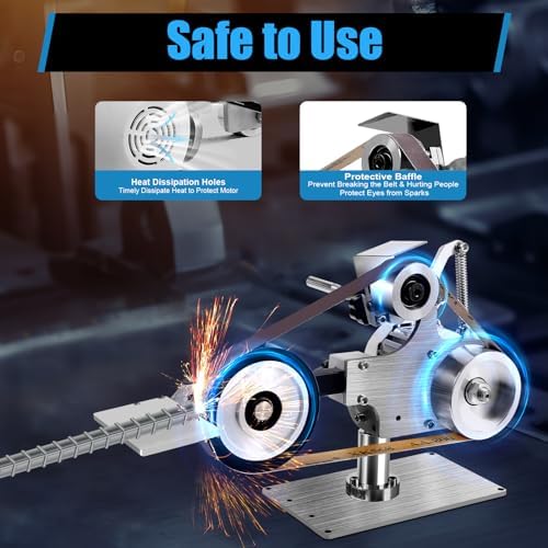 1" x 30" Belt Sander Bench Grinder, 550W Desktop Belt Knife Sharpener Belt Sander Vertical Horizontal Belt Polisher Sharpener Grinder with Brushless Motor Rotating Sanding Angle for Knife Making