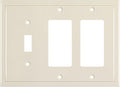 Henne Bery Modern Edge Decorative Wall Plate Switch Plate Outlet Cover, Durable Solid Zinc Alloy (Single Toggle/Double Decorator, Light Almond)