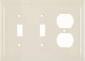 Henne Bery Modern Edge Decorative Wall Plate Switch Plate Outlet Cover, Durable Solid Zinc Alloy (Double Toggle/Single Duplex, Light Almond)