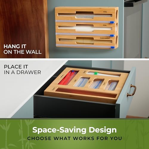 Kitchen Drawer Organizer, 9" 1 Sandwich Storage Bag Organizer & Foil Wrap