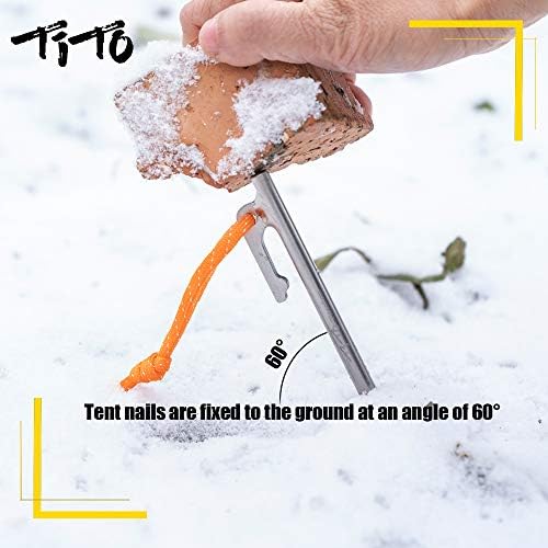 TiTo Titanium Tent Pegs Stakes Lightweight Snowfield Grassland Heavy Duty Tent Nails for Outdoor Camping Hiking and Plant Support Garden Stakes 4pcs/6pcs (7×200mm-6pcs)