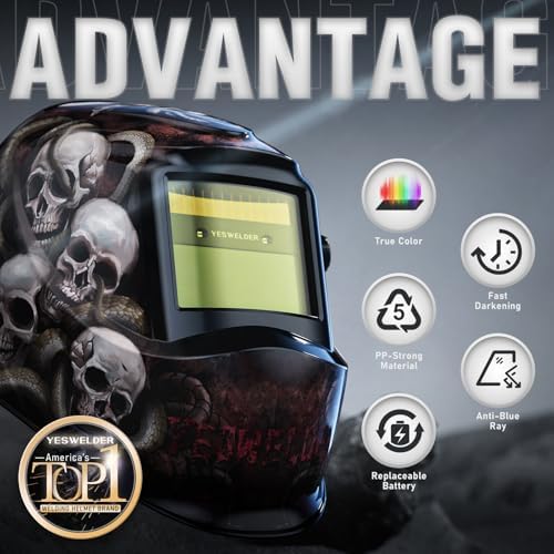 YESWELDER Auto Darkening Welding Helmet 1/1/1/1 True Color, LYG-L600A