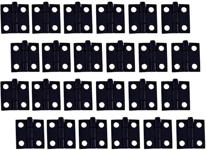 QCAA Narrow Butt Utility Hinge, Swaged, with Removable Loose Pin for Cabinet Door or Box Hinge, 1" x 15/16" x 1.2mm, Flat Black, 24 Pack, Made in Taiwan