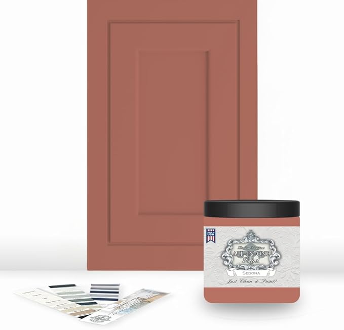 ALL-IN-ONE Paint by Heirloom Traditions, Sedona (Warm Coral), 8oz Sample - Durable cabinet and furniture paint. Built in primer and top coat, no sanding needed. Includes our 30 featured color card.