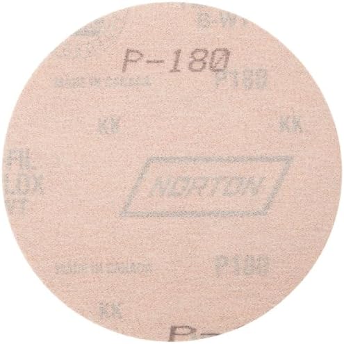 Norton A275 No-Fil Adalox NorGrip Abrasive Disc, Light Weight Paper Backing, Pressure Sensitive Adhesive, Aluminum Oxide, Waterproof, 6" Diameter, Grit 320 (Pack of 100)