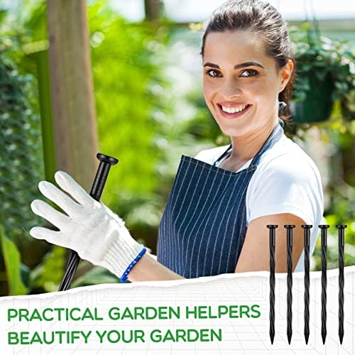 Handepo 400 Pcs Landscape Edging Nails Bulk 8 Inch Spiral Landscape Anchoring Spikes Plastic Edging Nails Yard Garden Anchoring Spikes for Weed Barrier Paver Edging Artificial Turf Stakes