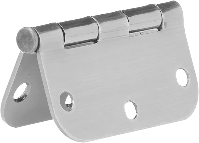 Amazon Basics Rounded Interior Door Hinges with Screws, 3.5" x 3.5", Satin Nickel, Curved Corners, 18-Pack