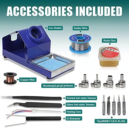 BACOENG 2in1 862d+ SMD Soldering Iron Hot Air Soldering Station W/Various Accessories(Improved Version of 852 and 862)