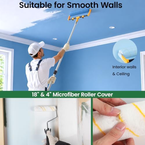 VOOMEY 18 Inch Paint Roller Kit, 1.34m Telescopic Pole for Home Painting