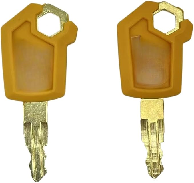 2PCS Heavy-Duty Equipment Keys, 5P-8500 5P8500,Black/Yellow/Red, Gold-Plated Metal