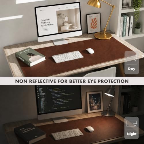 Leather Desk Mat & Mouse Pad - Desk Blotter Large 31.5X 15.8in