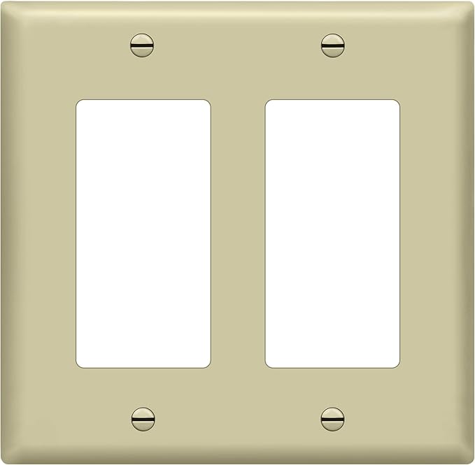 ENERLITES Decorator Light Switch or Receptacle Outlet Wall Plate, Gloss Finish, Size 2-Gang 4.50" x 4.57", Unbreakable Polycarbonate Thermoplastic, UL Listed, 8832-I, Ivory