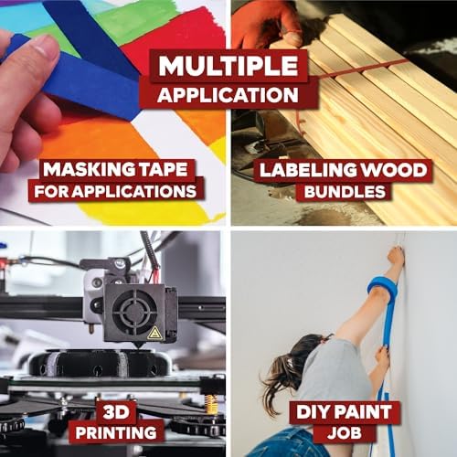 XFasten Blue Painter's Tape, 2 Inch x 60 Yards (24-Pack) Blue Painters Masking Tape Bulk - Sharp Edge Line Technology, Produces Sharp Lines | Residue-Free and Artisan Grade Wall Trim Tape
