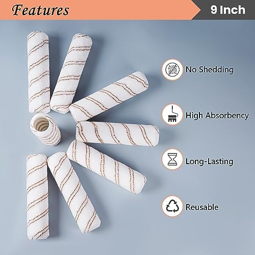 Mister Rui 9 Inch Paint Roller Kit with Microfiber Covers & Extension Pole