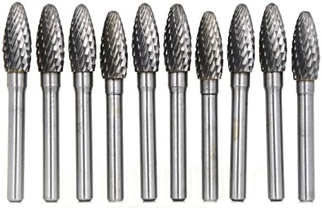 10Pcs/set 5/16 Dia. Solid Carbide Convex Concave Burrs Heavy DutyTungsten Grinding Cutting Heads Chamfering Abrasion Industrial Deburring Rotary Tools for Oblong Slots Holes