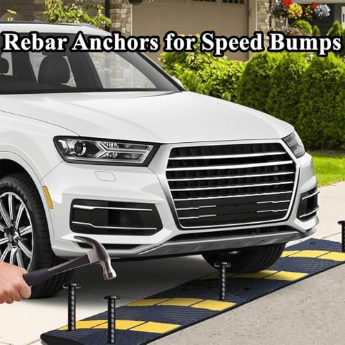 16 Inch Rebar Stakes 20 Pack Heavy Duty Ground Anchors 1/2 Inch Diameter Galvanized Steel Asphalt Anchoring Metal Spikes for Speed Bump, Parking Curb and Camping Tent