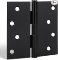 goldenwarm 3 Pack Matte Black Door Hinges, 4 x 4 Inch Black Interior Door Hinges with Square Corners