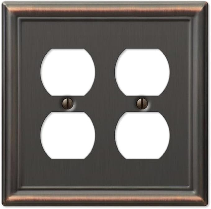 Amerelle 149DDDB Chelsea Wallplate, 2 Duplex, Steel, Aged Bronze, 1-Pack